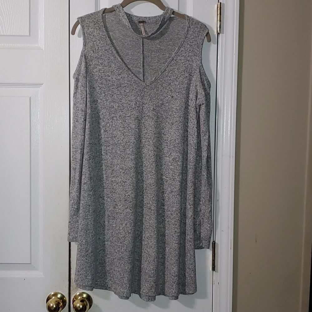 Poof! gray cold shoulder choker  super soft dress Sz S